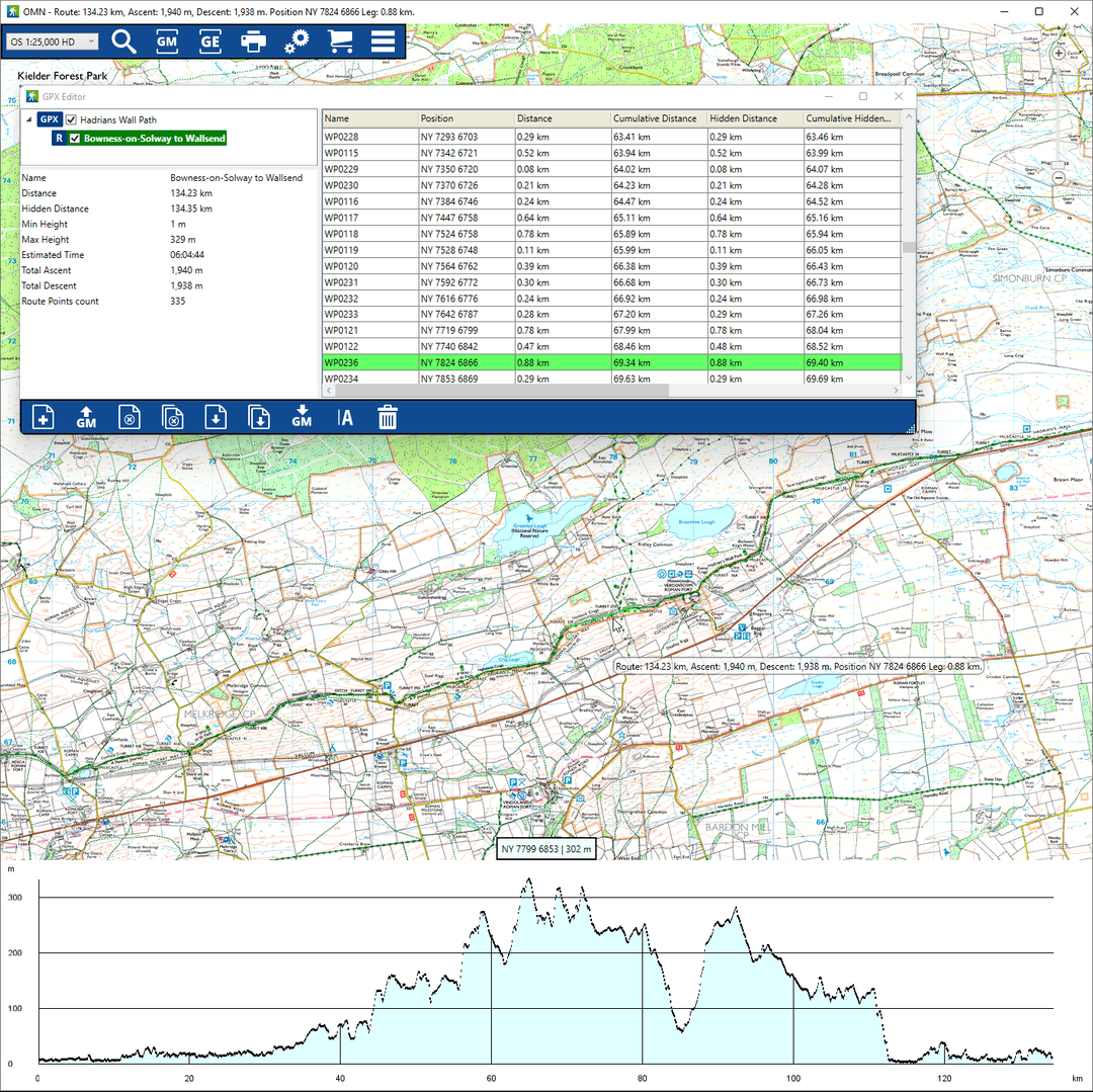 Route profile view